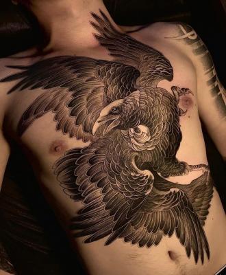 Ptak męski tatuaż
