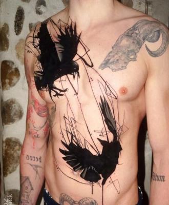 Ptaki czerń tatuaż