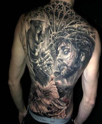 Tatuaż Matka Boska i Jezus