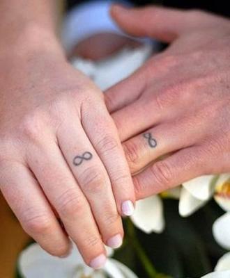 Tatuaż nieskończoność znak na palcach