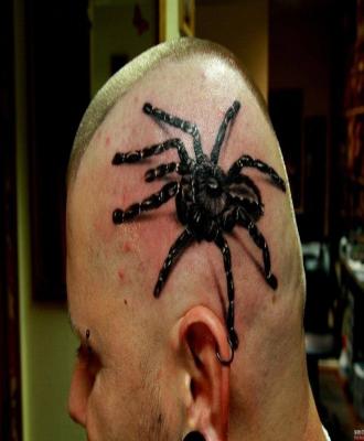 Tatuaż pająk na głowie