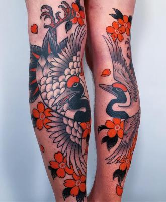 Tatuaże ptaki na nogach