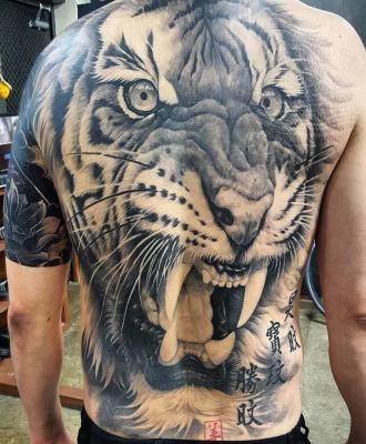 Tygrys tatuaż plecy