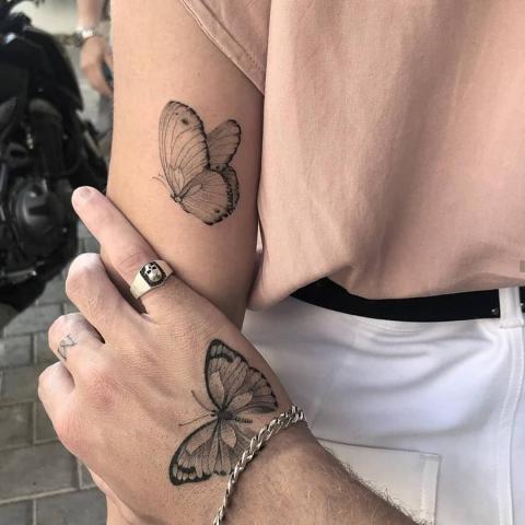 Tatuaż dla par motyle