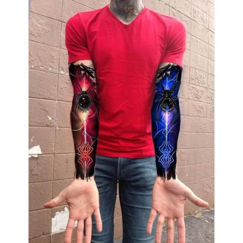 Tatuaże meskie rękawy pająki